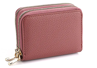Жіночий гаманець-візитниця для карток, темно-рожевий міні-портмоне картхолдер з еко-шкіри.