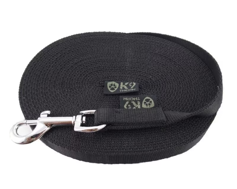 K9 THORN Нейлоновий повідок довжиною 3 метра та шириною 20мм Чорний для дресирування собак, фото 1