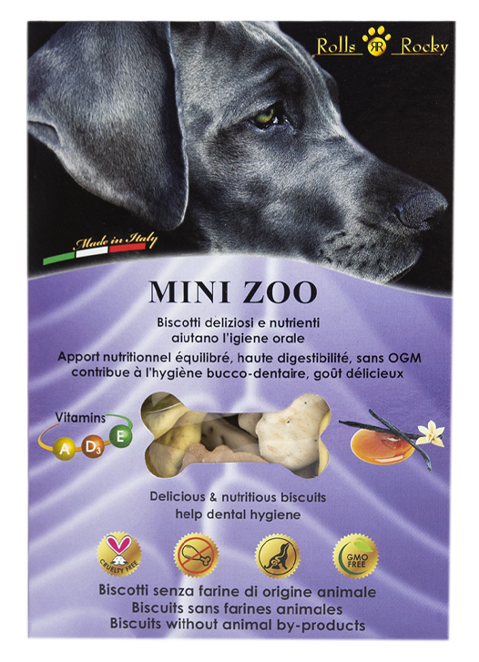 Печиво для собак Rolls Rocky Mini zoo mix зі смаком ванілі та карамелі, 300 гр