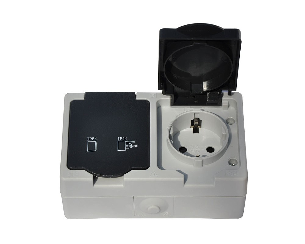 Блок Розетка + розетка з кришками вологозахищені IP54 GISelt Elbrus G528018
