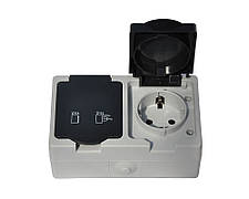 Блок Розетка + розетка з кришками вологозахищені IP54 GISelt Elbrus G528018