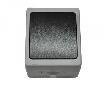 Вимикач одноклавішний накладний вологозахисний, IP54 GiSelt Elbrus G528001, фото 1