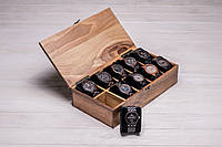 Коробочка для хранения наручных часов с индивидуальной персонализацией на подарок Без гравировки, Деревянная крышка