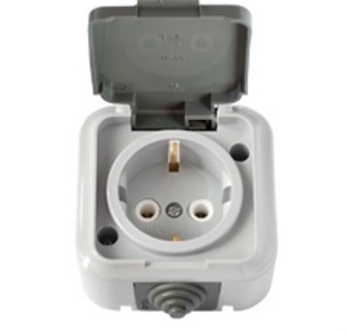 Розетка одинарна вологозахиcна із заземленням накладна GISelt Elbrus 528007, фото 1