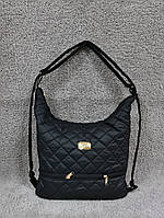 Жіноча сумка-рюкзак з кишенями стьобана  плащівка. чорний