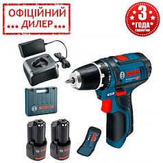 Аккумуляторный шуруповерт Bosch Professional GSR 12V-15 (12В, 2 акб 2 Ач, ЗУ, Кейс, Набор бит)