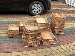 Лоток плетений з лози. Н-8см, 40x30 см. Арт:037