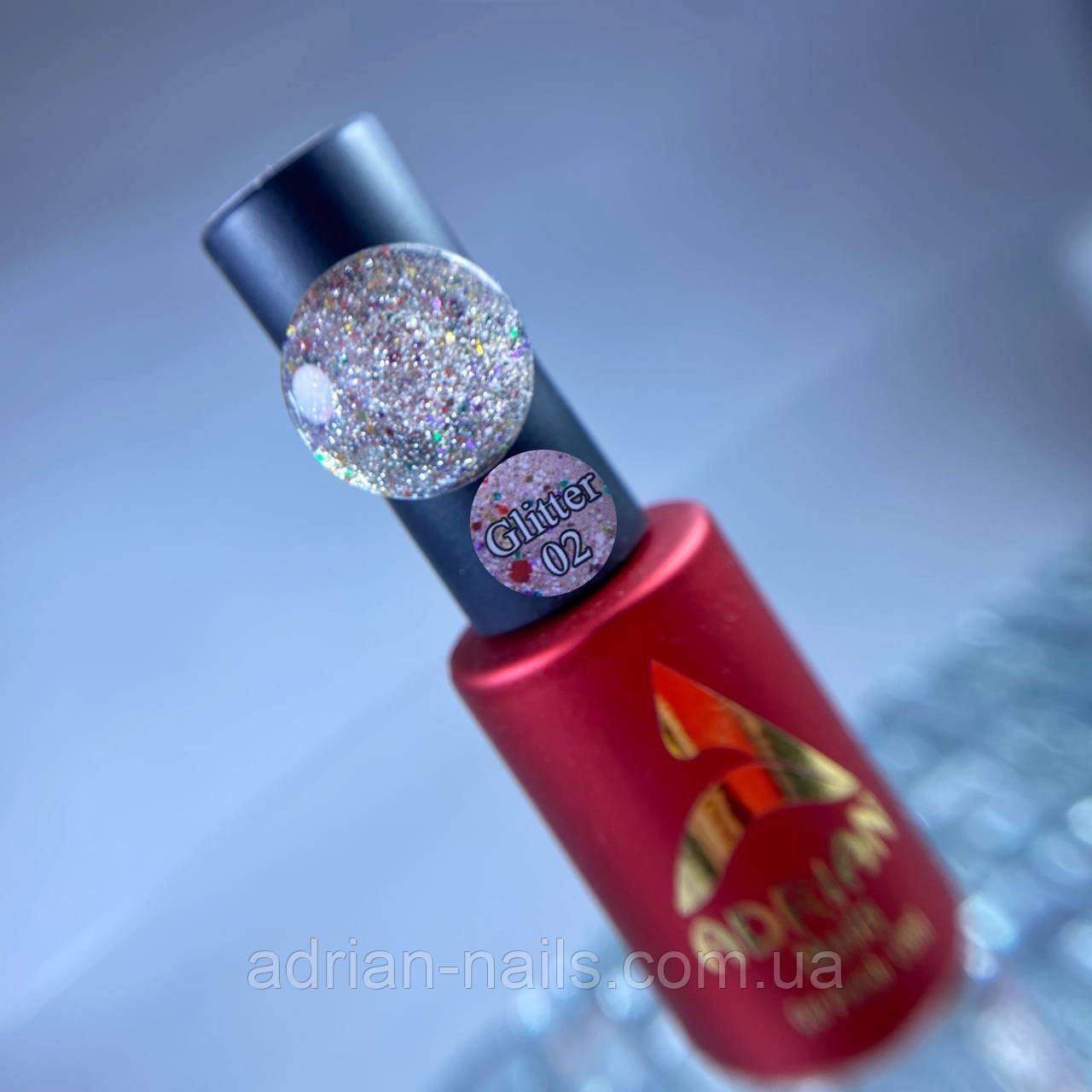 Гель-лак GLITTER #02- Adrian Nails - СВІТЛОВИДБИВАЮЧИЙ, фото 1