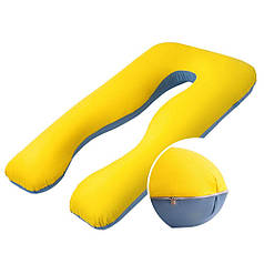 Наволочка для П-подушки для вагітних сну та відпочинку 140х75х20 см з блискавкою жовто-блакитна мікрофібра