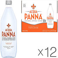 Acqua Panna, Упаковка 12шт. х 1 л, Мінеральна вода, негазована, ПЕТ