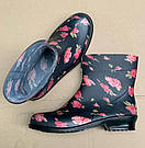 Жіночі напівчоботи гумові Троянди на чорному 36, фото 8