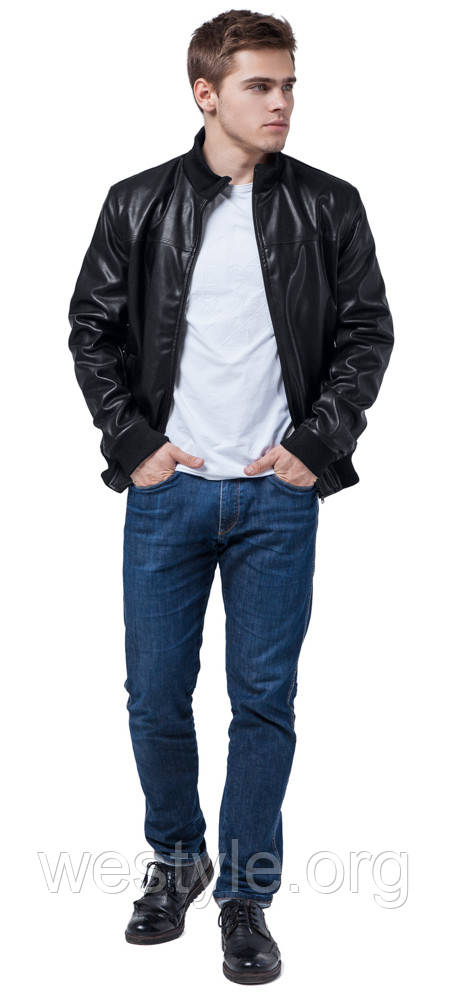 Молодіжна чорна чоловіча куртка осінньо-весняна модель 2970 (КЛАД ТІЛЬКИ 56(3XL))