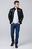 Молодіжна чорна чоловіча куртка осінньо-весняна модель 2970 (КЛАД ТІЛЬКИ 56(3XL)), фото 2