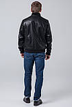 Молодіжна чорна чоловіча куртка осінньо-весняна модель 2970 (КЛАД ТІЛЬКИ 56(3XL)), фото 5