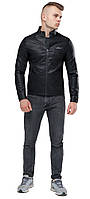 Чорна коротка чоловіча куртка осінньо-весняна молодіжна модель 36361 (КЛАД ТІЛЬКИ 56(3XL))