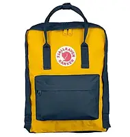 Міський вологостійкий рюкзак на 16 л із знімною спинкою Fjallraven Kanken Classic Жовто-синій Рюкзак-сумка