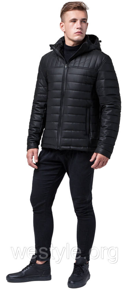 Чорна молодіжна непромокальна куртка для чоловіків осінньо-весняна модель 3357 (СТАЛАСЯ ТІЛЬКИ 54(XXL))