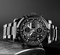 Мужские наручные часы Skmei Molot черные с черным циферблатом Тактические водонепроницаемые часы