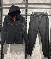 Мужской спортивный костюм на флисе черный Nike утепленный мужской костюм найк толстовка и штаны