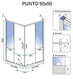 Душова кабіна Rea Punto 90x90 chrom безпечне скло, прозоре (REA-K0867), фото 5