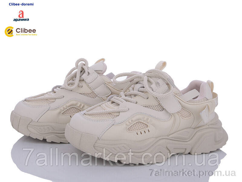 Кросівки жіночі модні Весна/осінь TC8002 beige (6 пар р.38-40) "Clibee-Doremi" недорого гуртом від прямого