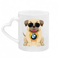 Кружка с ручкой в виде сердца Dog with a collar BMW