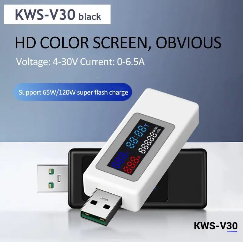 USB-тестер ватметр енергометр Keweisi KWS-V30 для мобільних телефонів павербанків зарядок Код:MS05