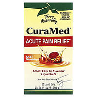 Препарат на основе трав Terry Naturally, CuraMed, Acute Pain Relief, 60 Liquid Gels Доставка від 14 днів -