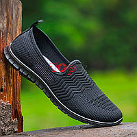На 38р! Мокасини сліпони жіночі чорні текстильні літні Мокасины женские черные текстильные летние (Код: 3192)