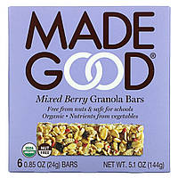 Фруктовые батончики MadeGood, Granola Bars, Mixed Berry, 6 Bars, 0.85 oz (24 g) Each Доставка від 14 днів -