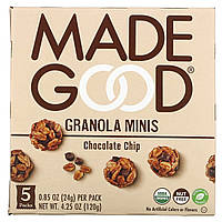 Гранола MadeGood, Granola Minis, Chocolate Chip, 5 Packs, 0.85 oz (24 g) Each Доставка від 14 днів - Оригинал