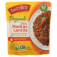 Готовое блюдо Вкусный укус, органическая индийская чечевица Мадрас, горячие и острые, 10 унций (285 г)