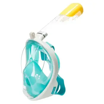 Маска для підводного плавання дайвінгу Tribord Easybreath Блакитна Водолазна маска кріпленням для камери