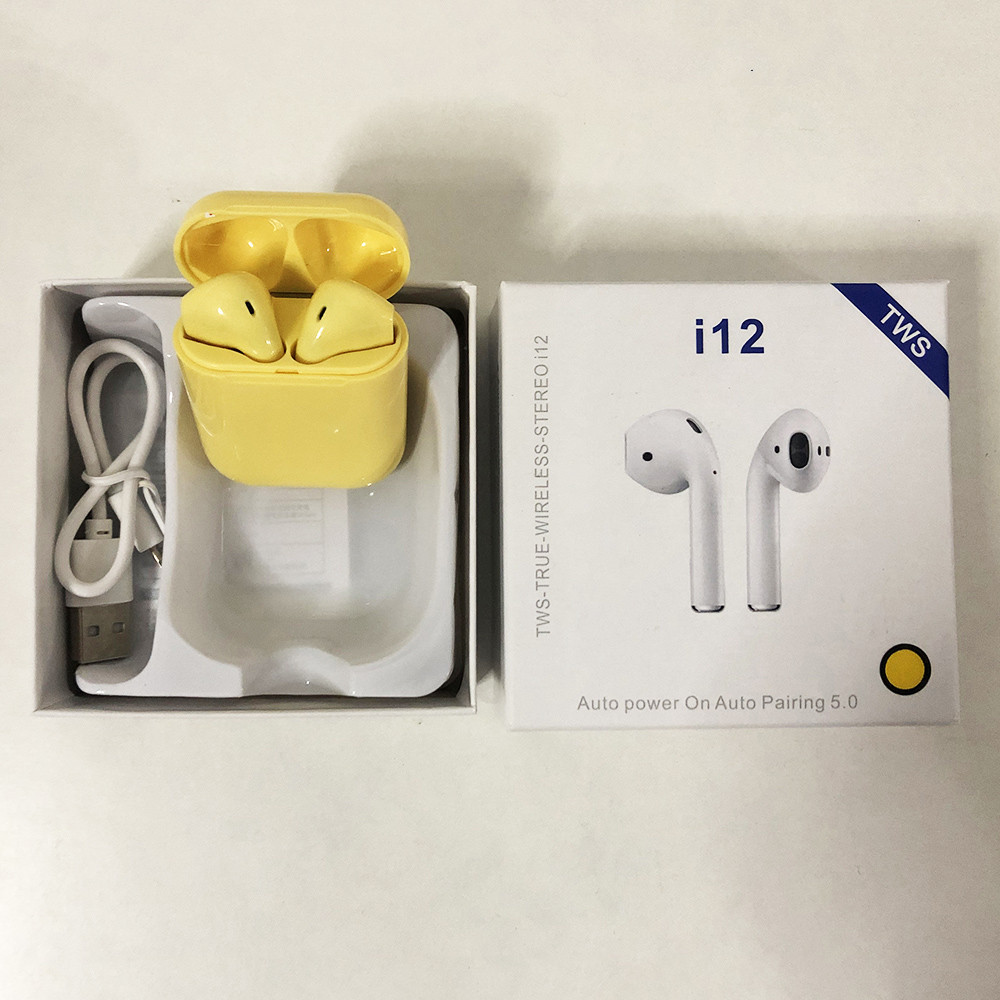 Бездротові навушники bluetooth-навушники i12 5.0 з кейсом. WE-441 Колір жовтий