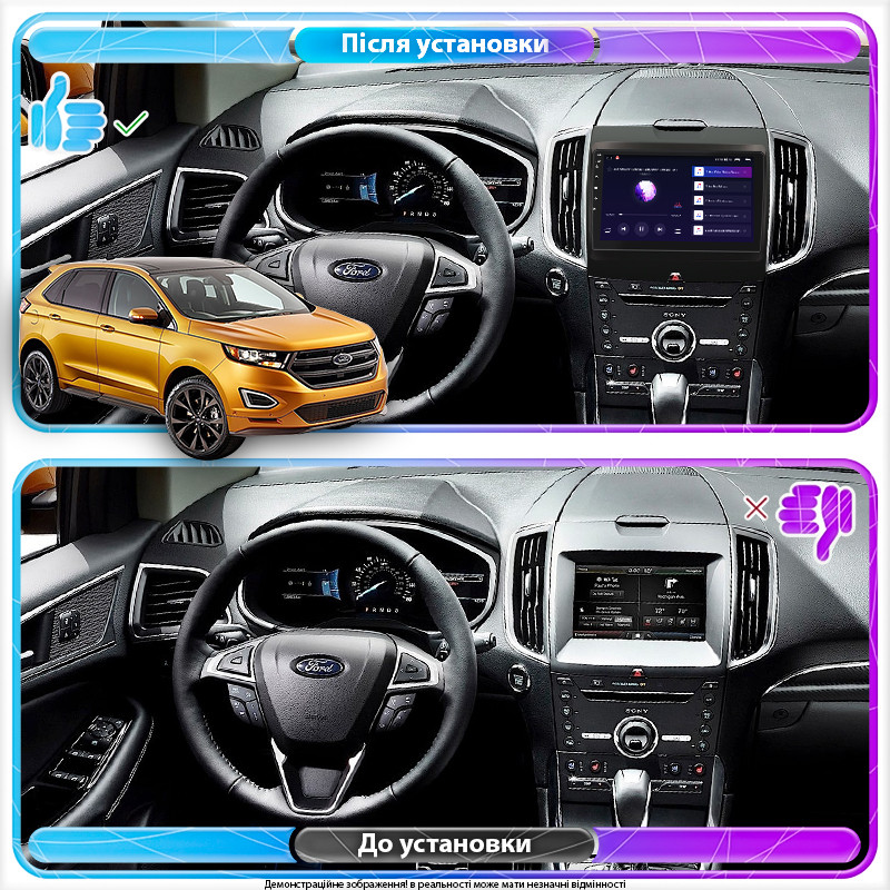 Al Штатна магнітола для Ford Edge II 2015-2018 екран 9" 2/32 Gb 4G Wi-Fi GPS Top Android, фото 1
