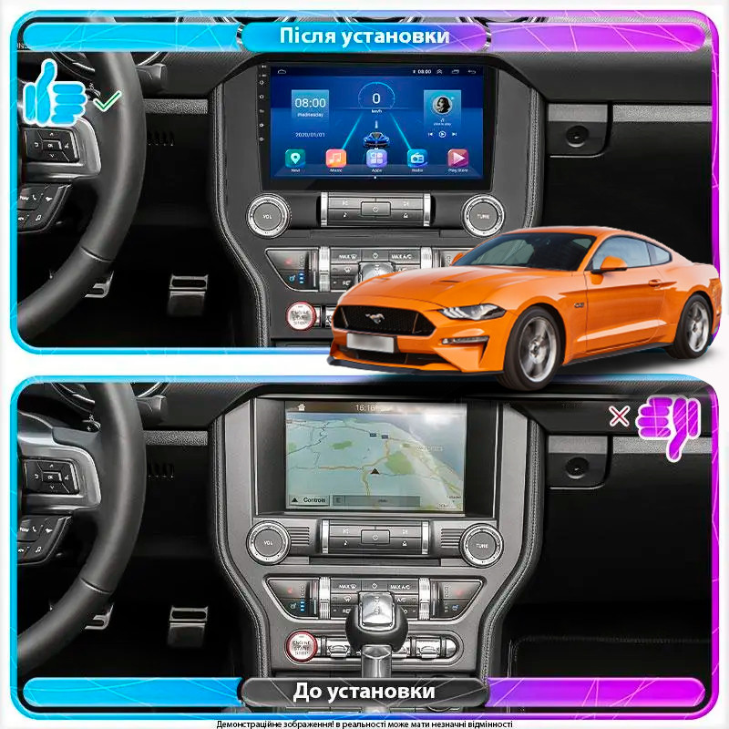 Al Штатна магнітола для Ford Mustang VI Рестайлінг 2017-н.в. екран 9" 6/128Gb 4G Wi-Fi GPS Top Android
