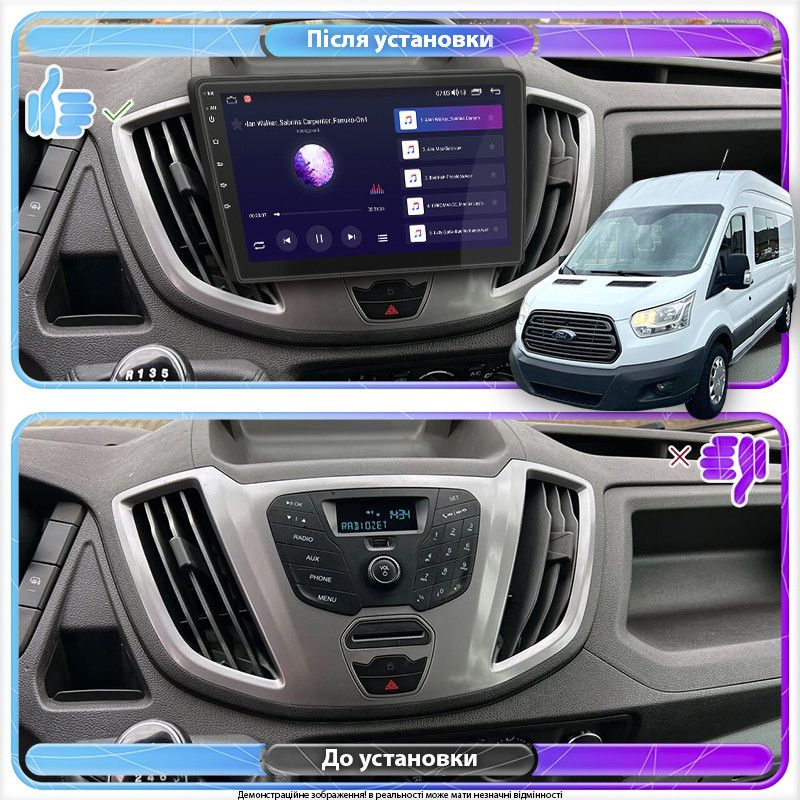 Al Штатна магнітола для Ford Tourneo Connect II 2012-2018 екран 9" 4/64Gb 4G Wi-Fi GPS Top Android