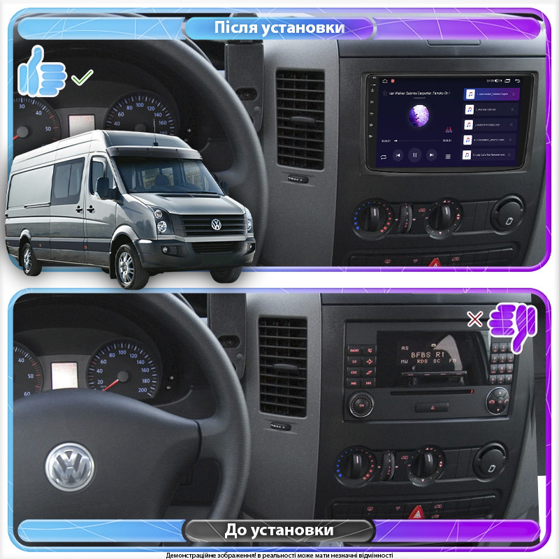 Al Штатна магнітола для Volkswagen Crafter I Рестайлінг 2011-2017 екран 9" 6/128Gb 4G Wi-Fi GPS Top Android