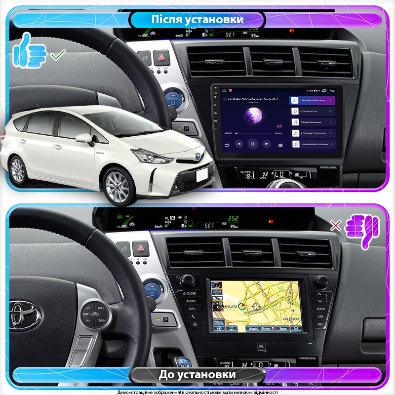 Al Штатна магнітола для Toyota Prius v (+) I Рестайлінг (ZVW40/41) 2014-2021 екран 9" 2/32Gb CarPlay 4G