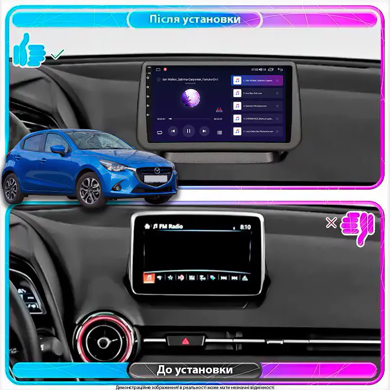 Al Штатна магнітола для Mazda 2 III (DJ) 2014-2019 екран 9" 1/16Gb Wi-Fi GPS Base Android