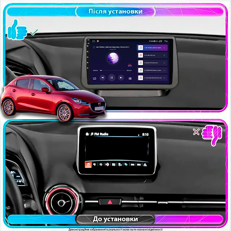 Al Штатна магнітола для Mazda 2 III (DJ) Рестайлінг 2019-н.в. екран 9" 2/32Gb CarPlay 4G Wi-Fi GPS Prime
