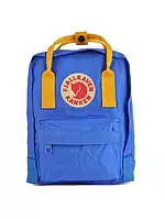 Городской влагостойкий рюкзак на 16 л с съёмной спинкой Fjallraven Kanken Classic Синий с желтыми ручками