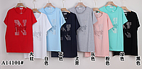 Жіноча котонова футболка БАТАЛ (один р-р: 54-56) A14101 (в уп. різні забарвлення) вир-во Китай.