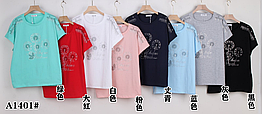 Жіноча котонова футболка БАТАЛ (один р-р: 52-54) A1401 (в уп. різні забарвлення) вир-во Китай.