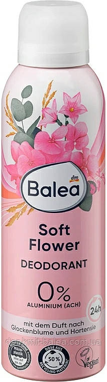 Дезодорант для тіла з екстрактом гортензії Ніжність Balea Soft Flower Deodorant 200 мл, фото 1