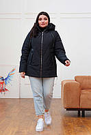 Демісезонна чорна куртка жилетка жіноча з відстібними рукавами, великі розміри