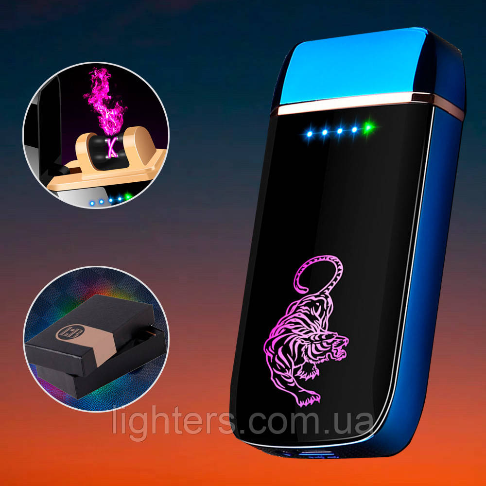 Тигр запальничка USB дводугова в подарунковому пакованні LG-532U1