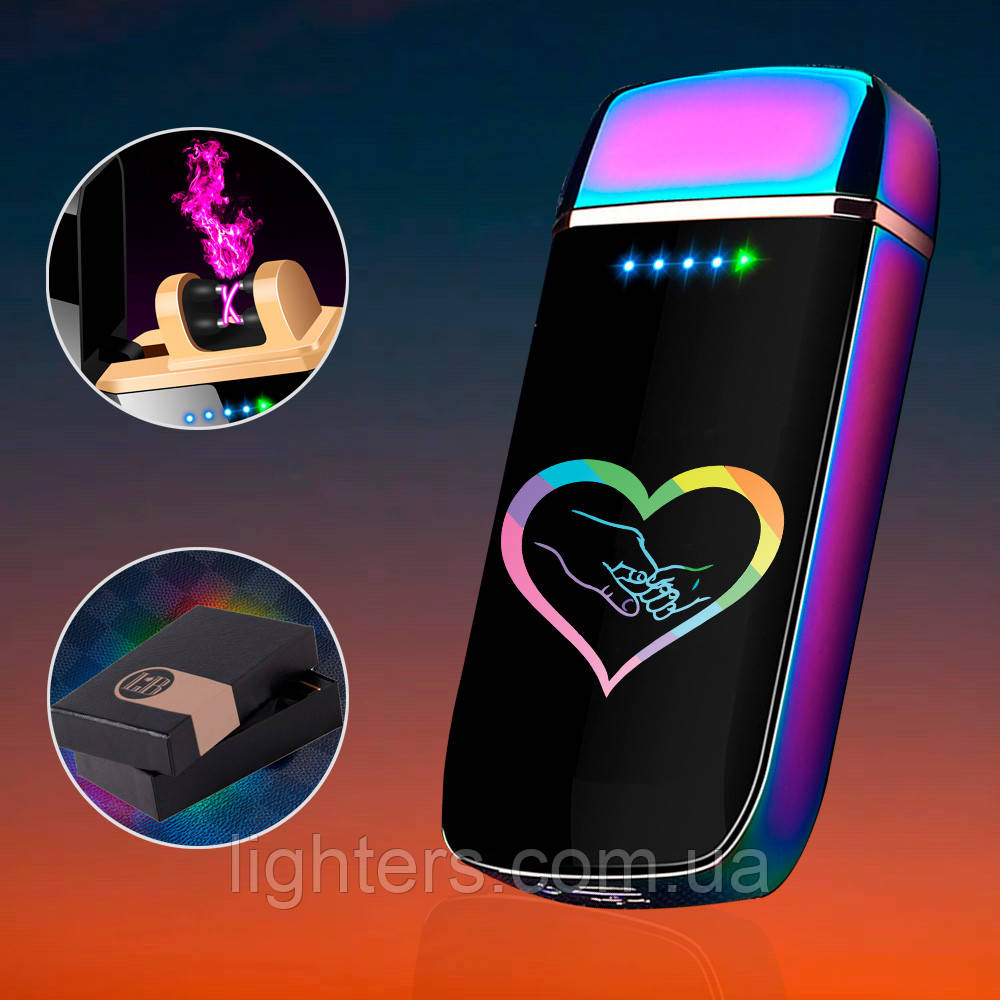 Запальничка USB серце дводугова в подарунковому пакованні LG-532U4, фото 1
