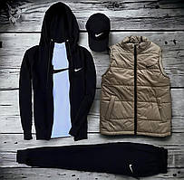 (п) Комплект із жилеткою Nike (худі на змійці + штани + футболка + кипка + жилетка).Хит!