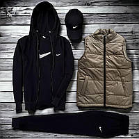 (п) Комплект із жилеткою Nike (худі на змійці + штани + футболка + кипка + жилетка).Хит!